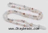 GMN1600 Hand-knotted 6mm montana agate 108 beads mala necklace with pendant