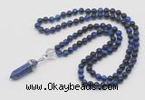 GMN1618 Hand-knotted 6mm blue tiger eye 108 beads mala necklace with pendant