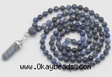 GMN1632 Hand-knotted 6mm sodalite 108 beads mala necklace with pendant