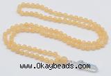 GMN1635 Hand-knotted 6mm honey jade 108 beads mala necklace with pendant