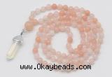 GMN1636 Hand-knotted 6mm pink aventurine 108 beads mala necklace with pendant