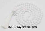 GMN1841 Hand-knotted 8mm candy jade 108 beads mala necklace with tassel & charm