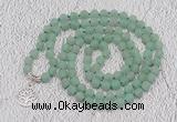 GMN2201 Hand-knotted 8mm, 10mm matte green aventurine 108 beads mala necklaces with charm