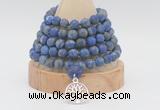 GMN2229 Hand-knotted 8mm, 10mm matte lapis lazuli 108 beads mala necklace with charm