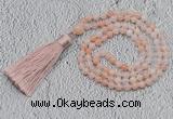 GMN235 Hand-knotted 6mm pink aventurine 108 beads mala necklaces with tassel