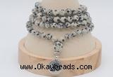 GMN2414 Hand-knotted 6mm dalmatian jasper 108 beads mala necklace with charm