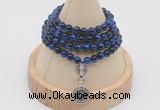 GMN2427 Hand-knotted 6mm blue tiger eye 108 beads mala necklace with charm