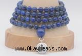 GMN2476 Hand-knotted 6mm lapis lazuli 108 beads mala necklaces with charm