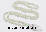 GMN4017 Hand-knotted 8mm, 10mm New jade 108 beads mala necklace with pendant