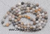 GMN402 Hand-knotted 8mm, 10mm bamboo leaf agate 108 beads mala necklaces