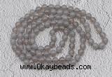 GMN404 Hand-knotted 8mm, 10mm grey agate 108 beads mala necklaces