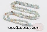 GMN4404 Hand-knotted 8mm, 10mm matte amazonite 108 beads mala necklace with pendant