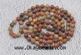 GMN448 Hand-knotted 8mm, 10mm picasso jasper 108 beads mala necklaces