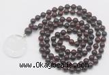 GMN4674 Hand-knotted 8mm, 10mm brecciated jasper 108 beads mala necklace with pendant