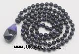 GMN4885 Hand-knotted 8mm, 10mm purple tiger eye 108 beads mala necklace with pendant