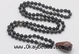 GMN4886 Hand-knotted 8mm, 10mm golden obsidian 108 beads mala necklace with pendant