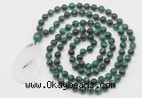 GMN5096 Hand-knotted 8mm, 10mm green tiger eye 108 beads mala necklace with pendant