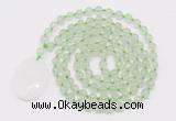 GMN5146 Hand-knotted 8mm, 10mm prehnite 108 beads mala necklace with pendant