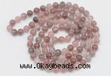 GMN521 Hand-knotted 8mm, 10mm purple strawberry quartz 108 beads mala necklaces