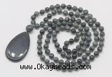 GMN5227 Hand-knotted 8mm, 10mm kambaba jasper 108 beads mala necklace with pendant