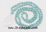 GMN5230 Hand-knotted 8mm, 10mm amazonite 108 beads mala necklace with pendant