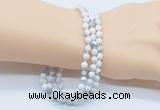 GMN5505 Hand-knotted 6mm matte white howlite 108 beads mala necklaces