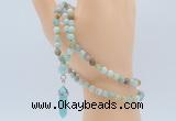 GMN5910 Hand-knotted 6mm matte amazonite 108 beads mala necklaces with pendant