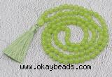 GMN61 Hand-knotted 8mm candy jade 108 beads mala necklace with tassel