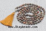 GMN622 Hand-knotted 8mm, 10mm ocean agate 108 beads mala necklaces with tassel