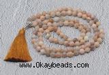 GMN629 Hand-knotted 8mm, 10mm sunstone 108 beads mala necklaces with tassel