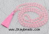 GMN651 Hand-knotted 8mm, 10mm rose quartz 108 beads mala necklaces with tassel