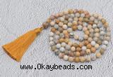 GMN697 Hand-knotted 8mm, 10mm crazy lace agate 108 beads mala necklaces with tassel