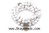 GMN7001 8mm matte white howlite 108 mala beads wrap bracelet necklaces