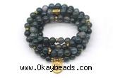 GMN7008 8mm moss agate 108 mala beads wrap bracelet necklace