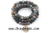 GMN7009 8mm Indian agate 108 mala beads wrap bracelet necklace