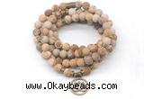 GMN7017 8mm matte picture jasper 108 mala beads wrap bracelet necklace