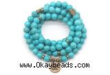 GMN7054 8mm turquoise 108 mala beads wrap bracelet necklaces