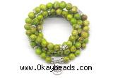 GMN7056 8mm green sea sediment jasper 108 mala beads wrap bracelet necklaces