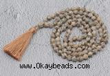 GMN706 Hand-knotted 8mm, 10mm feldspar 108 beads mala necklaces with tassel