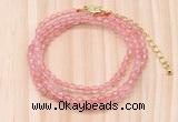 GMN7206 4mm faceted round tiny cherry quartz beaded necklace jewelry