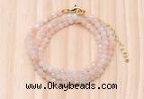 GMN7207 4mm faceted round tiny pink aventurine beaded necklace jewelry