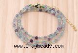 GMN7214 4mm faceted round tiny fluorite beaded necklace jewelry