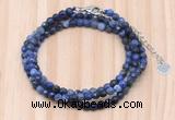 GMN7217 4mm faceted round tiny sodalite beaded necklace jewelry