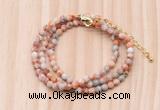 GMN7234 4mm faceted round tiny red net jasper beaded necklace jewelry