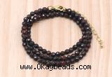 GMN7237 4mm faceted round tiny brecciated jasper beaded necklace jewelry