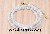 GMN7251 4mm faceted round tiny white moonstone beaded necklace jewelry