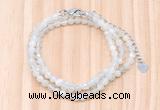 GMN7252 4mm faceted round tiny white moonstone beaded necklace jewelry