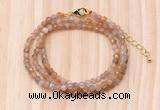 GMN7253 4mm faceted round tiny orange moonstone beaded necklace jewelry