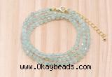 GMN7262 4mm faceted round prehnite beaded necklace jewelry