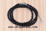 GMN7266 4mm faceted round blue goldstone beaded necklace jewelry